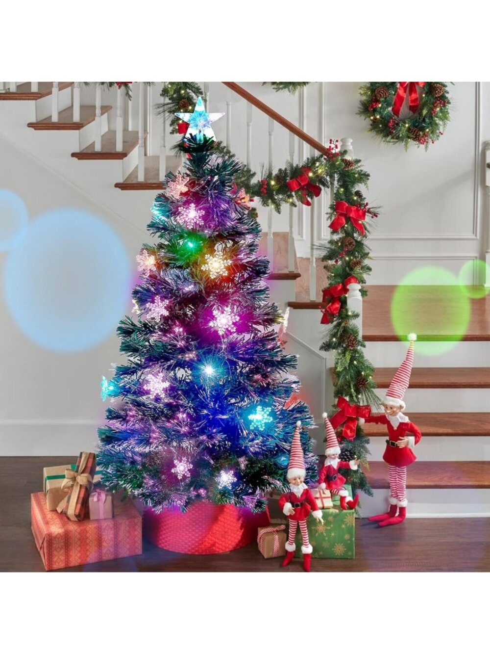 5ft Pre-Lit Artificial Christmas Tree with RGB Color Changing Lights